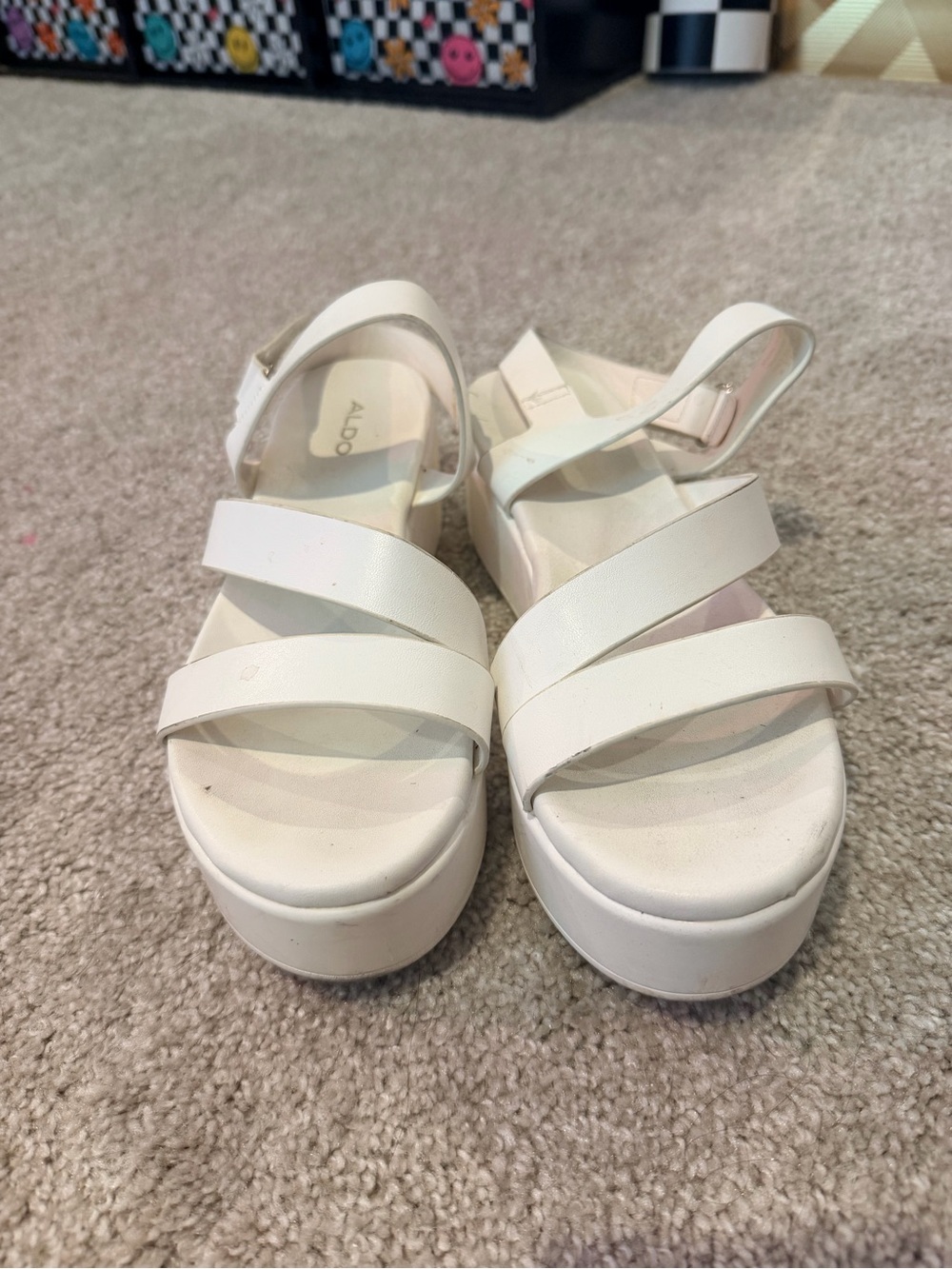ALDO White Platform Crisscross Strap Sandals
